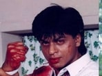 Shah Rukh Khan with his co-star Shilpa Shetty in a still from Baazigar.
