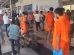 The CCTV footage showed the saffron-clad pilgrims assaulting a CRPF jawan.