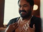 Mohanlal flaunting a necklace in a new ad for a jewellery brand.
