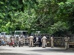 Police personnel block a road leading to the Odisha Assembly in view of the protest march of BJD workers over the death of a college student in Odisha's Balasore Police personnel block a road leading to the Odisha Assembly in view of the protest march of BJD workers over the death of a college student in Odisha's Balasore