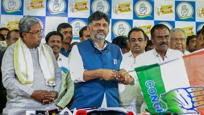 Karnataka Chief Minister Siddaramaiah with his deputy DK Shivakumar. (ANI) (HT_PRINT) Karnataka Chief Minister Siddaramaiah with his deputy DK Shivakumar. (ANI) (HT_PRINT)