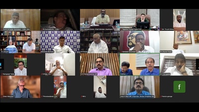 INDIA bloc parties during a virtual meeting ahead of the Monsoon session of the Parliament. (PTI) INDIA bloc parties during a virtual meeting ahead of the Monsoon session of the Parliament. (PTI)
