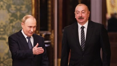 Azerbaijan's president Ilham Aliyev earlier told Russian president Vladimir Putin that the Azerbaijani Airlines plane was first hit by "external physical and technical interference" in Russia (File) (via REUTERS)