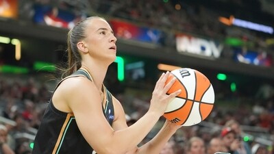 New York Liberty's Sabrina Ionescu shoots during the 3-point contest at the WNBA All-Star basketball (AP) New York Liberty's Sabrina Ionescu shoots during the 3-point contest at the WNBA All-Star basketball (AP)