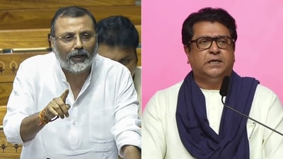 BJP MP Nishikant Dubey and MNS chief Raj Thackeray. (ANI/PTI) BJP MP Nishikant Dubey and MNS chief Raj Thackeray. (ANI/PTI)