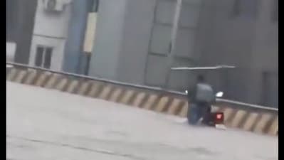 Massive rains leave Hyderabad roads waterlogged. Massive rains leave Hyderabad roads waterlogged.