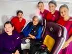 Congress MP Shashi Tharoor posted a picture of himself with the Air India crew. Congress MP Shashi Tharoor posted a picture of himself with the Air India crew.