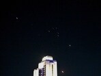 Iranian missiles fired towards Israel are pictured in the sky over Damascus early on June 18, 2025. 