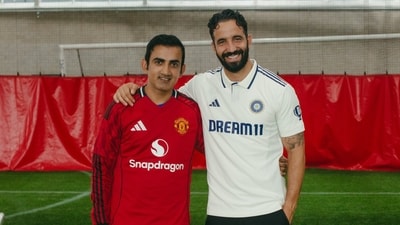 Gautam Gambhir poses for a photo with Manchester United manager Ruben Amorim. (X) Gautam Gambhir poses for a photo with Manchester United manager Ruben Amorim. (X)