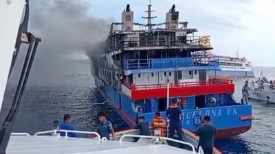 Indonesia ferry fire: Over 280 people have been rescued by authorities till now. (AP) Indonesia ferry fire: Over 280 people have been rescued by authorities till now. (AP)