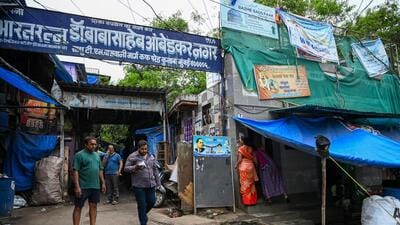 Mumbai, India. July 20, 2025: View of Main Gully of Babasaheb Ambedkar Nagar at Cuffe Parade area of South Mumbai. Mumbai, India. July 20, 2025. (Photo by Raju Shinde/ HTPhoto) (Raju Shinde) Mumbai, India. July 20, 2025: View of Main Gully of Babasaheb Ambedkar Nagar at Cuffe Parade area of South Mumbai. Mumbai, India. July 20, 2025. (Photo by Raju Shinde/ HTPhoto) (Raju Shinde)