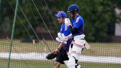 Beckenham: India head coach Gautam Gambhir with captain Shubman Gill during a training session ahead of the fourth Test (PTI)