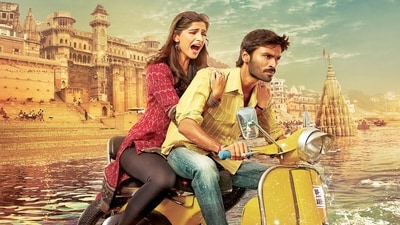 Sonam Kapoor and Dhanush in a poster of Aanand L Rai's Raanjhanaa. Sonam Kapoor and Dhanush in a poster of Aanand L Rai's Raanjhanaa.