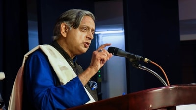 Congress MP Shashi Tharoor addresses an event on 'Peace, Harmony and National Development', in Kochi, Kerala, Saturday, July 19, 2025. (PTI) Congress MP Shashi Tharoor addresses an event on 'Peace, Harmony and National Development', in Kochi, Kerala, Saturday, July 19, 2025. (PTI)