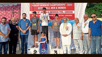 Winners of Punjab State Swimming Championships held at Punjab Agricultural University (PAU), on Sunday. (HT Photo) Winners of Punjab State Swimming Championships held at Punjab Agricultural University (PAU), on Sunday. (HT Photo)