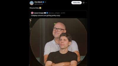 Elon Musk used the now infamous photo of the two co-workers to target his former OpenAI collaborator Sam Altman. (X/ElonMusk) Elon Musk used the now infamous photo of the two co-workers to target his former OpenAI collaborator Sam Altman. (X/ElonMusk)