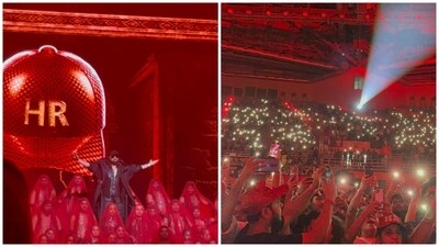 The moment Himesh Reshammiya appeared on stage, wearing his signature cap and a over-sized jacket, the crowd erupted into a frenzy. The moment Himesh Reshammiya appeared on stage, wearing his signature cap and a over-sized jacket, the crowd erupted into a frenzy.