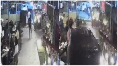 The video shows the sound of screeching tyres just moments before the SUV crashes into the restaurant. (X) The video shows the sound of screeching tyres just moments before the SUV crashes into the restaurant. (X)
