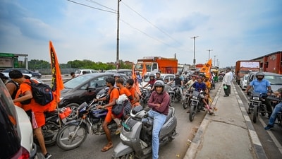 Massive traffic jam near Shahdara in New Delhi, India, on Sunday, July 20, 2025. (Sanchit Khanna/ Hindustan Times) Massive traffic jam near Shahdara in New Delhi, India, on Sunday, July 20, 2025. (Sanchit Khanna/ Hindustan Times)
