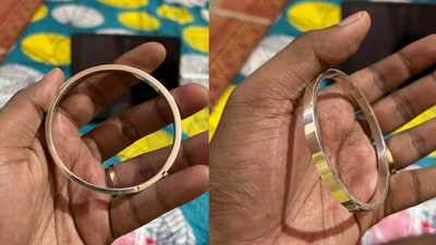 Bengaluru man gets silver kada from landlord as farewell gift after 2-year stay. (@Kind_Transition_7885/Reddit) Bengaluru man gets silver kada from landlord as farewell gift after 2-year stay. (@Kind_Transition_7885/Reddit)