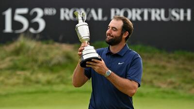 Scottie Scheffler romped to a magnificent four-shot victory to seal his first British Open title at Royal Portrush on Sunday. (AFP) Scottie Scheffler romped to a magnificent four-shot victory to seal his first British Open title at Royal Portrush on Sunday. (AFP)
