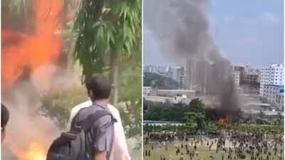 The F-7 BGI aircraft crashed onto the Milestone School and College in northern Dhaka's Uttara neighbourhood. (X/@RT_India_news) The F-7 BGI aircraft crashed onto the Milestone School and College in northern Dhaka's Uttara neighbourhood. (X/@RT_India_news)