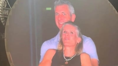 Video of Andy Byron and Kristin Cabot went viral showing Cabot hiding her face while Byron ducked to hide from the camera. (X) Video of Andy Byron and Kristin Cabot went viral showing Cabot hiding her face while Byron ducked to hide from the camera. (X)