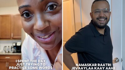 Candacé Karne, who is married to Aniket Karne from Maharashtra, shared a sweet video on Instagram. (Instagram/thekarnes) Candacé Karne, who is married to Aniket Karne from Maharashtra, shared a sweet video on Instagram. (Instagram/thekarnes)