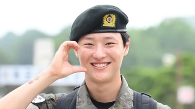 Woodz enlisted in the military in January last year. Woodz enlisted in the military in January last year.
