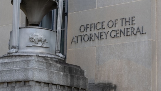 The Office of the Attorney General at the Department of Justice building is seen on July 20, 2025 in Washington, DC. Attorney General Pam Bondi has asked a federal judge to unseal grand jury testimony used in the prosecution of Jeffrey Epstein and his longtime associate Ghislaine Maxwell. (AFP)