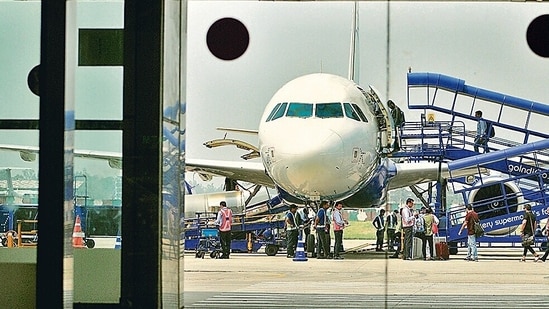 The IndiGo aircraft landed safely in Indore. (HT file photo)