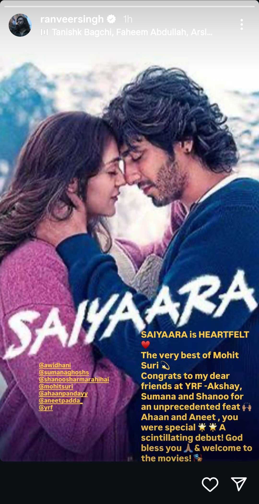 Ranveer Singh reviews Saiyaara Ranveer Singh reviews Saiyaara
