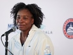 Venus Williams participates in a press conference after winning women's doubles match against Eugenie Bouchard and Cleave Ngounoue (not pictured) during day 1 of the Mubadala Citi DC Open 2025 Venus Williams participates in a press conference after winning women's doubles match against Eugenie Bouchard and Cleave Ngounoue (not pictured) during day 1 of the Mubadala Citi DC Open 2025