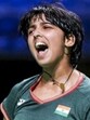 Tanvi Sharma celebrates after winning a point against Ukraine's Polina Buhrova at the US Open 2025. (Badminton Photo/Yves Lacroix)