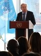 United Nations secretary-general Antonio Guterres delivers a speech on climate and renewable energy at the UN headquarters in New York City on Tuesday. (AFP)