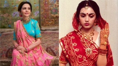 Nita Ambani dazzles in handwoven gharchola saree at Mumbai store inauguration. (Instagram/@swadesh_online) Nita Ambani dazzles in handwoven gharchola saree at Mumbai store inauguration. (Instagram/@swadesh_online)