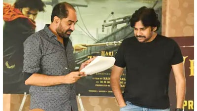 Krish and Pawan Kalyan on the set of Hari Hara Veera Mallu Krish and Pawan Kalyan on the set of Hari Hara Veera Mallu