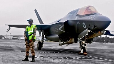 Central Industrial Security Force (CISF) secures the Royal Navy F-35B fighter jet after its emergency landing, at Thiruvananthapuram International Airport (CISF - X) Central Industrial Security Force (CISF) secures the Royal Navy F-35B fighter jet after its emergency landing, at Thiruvananthapuram International Airport (CISF - X)