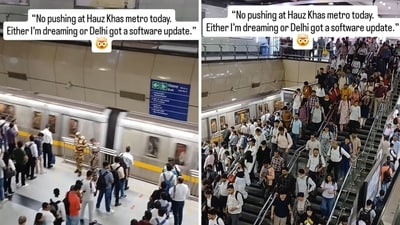 A scene from Hauz Khas Metro Station has surprised the internet. (Instagram/@krytica9) A scene from Hauz Khas Metro Station has surprised the internet. (Instagram/@krytica9)