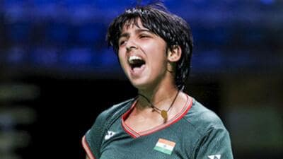 Tanvi Sharma celebrates after winning a point against Ukraine's Polina Buhrova at the US Open 2025. (Badminton Photo/Yves Lacroix) Tanvi Sharma celebrates after winning a point against Ukraine's Polina Buhrova at the US Open 2025. (Badminton Photo/Yves Lacroix)