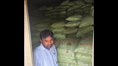 The shop at Moom village in Barnala’s Mehal Kalan was operating without proper registration, say officials of the agriculture department. (HT)