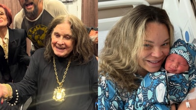 Ozzy Osbourne (L) and Trisha Paytas with her third child, Aquaman (R). (Ozzy Osbourne and Trisha Paytas on Instagram) Ozzy Osbourne (L) and Trisha Paytas with her third child, Aquaman (R). (Ozzy Osbourne and Trisha Paytas on Instagram)