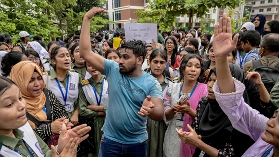 Protesting students also demanded compensation for victims' families and the immediate discontinuation of outdated and unsafe training aircraft used by the Bangladesh Air Force. (AFP)