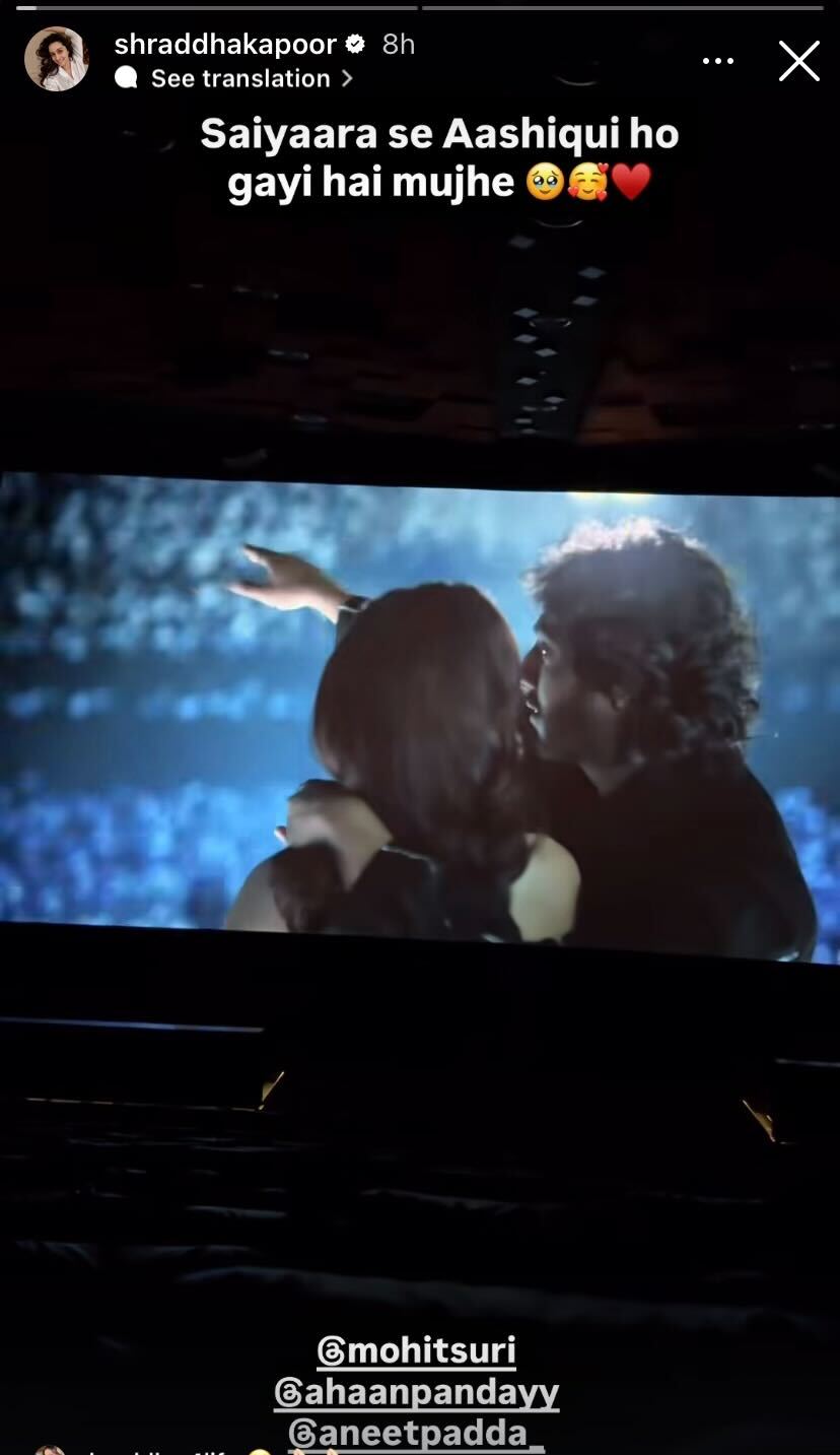 Shraddha Kapoor cheers for Ahaan Panday and Aneet Padda. Shraddha Kapoor cheers for Ahaan Panday and Aneet Padda.