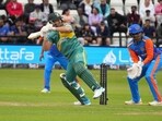 AB de Villiers plays a shot. AB de Villiers plays a shot.