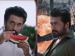 Karuppu teaser: Suriya can be seen in two different avatars in the RJ Balaji film. Karuppu teaser: Suriya can be seen in two different avatars in the RJ Balaji film.