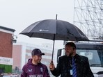 England's Liam Dawson amid rainfall ahead of the fourth Test. England's Liam Dawson amid rainfall ahead of the fourth Test.