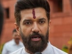 Union minister Chirag Paswan speaks to the media during the monsoon session of Parliament in New Delhi on Wednesday, July 23.