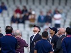 Shubman Gill and Ben Stokes during the toss before the fourth test cricket match between India and England, at the Old Trafford Cricket Ground, in Manchester Shubman Gill and Ben Stokes during the toss before the fourth test cricket match between India and England, at the Old Trafford Cricket Ground, in Manchester
