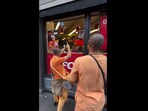 In the new viral video, a group of devotees is seen outside KFC, singing the 'Hare Krishna' mantra. In the new viral video, a group of devotees is seen outside KFC, singing the 'Hare Krishna' mantra.